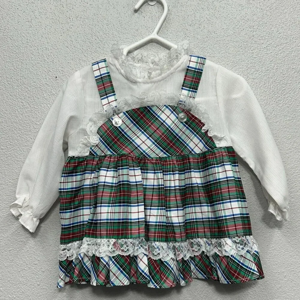 Vintage Plaid Baby Dress 0-3 Months / 3-6 Months Tartan Plaid Union Made